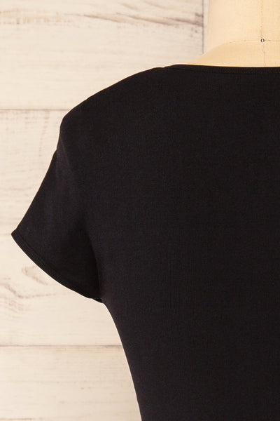 Fafe Black Fitted Cropped T-Shirt | La petite garçonne back close-up