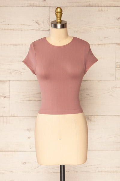 Fafe Lilac Pink Fitted Cropped T-Shirt | La petite garçonne front view
