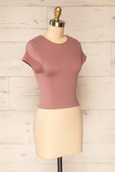 Fafe Lilac Pink Fitted Cropped T-Shirt | La petite garçonne side view