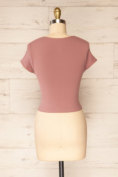 Fafe Lilac Pink Fitted Cropped T-Shirt | La petite garçonne back view