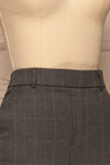 Fagerdalen Grey Straight Leg Plaid Pants | La petite garçonne side close-up