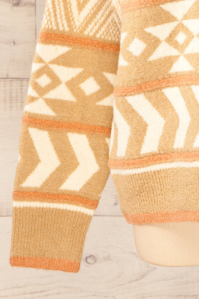 Faldaasen Beige Geometrical Knit Sweater | La petite garçonne bottom