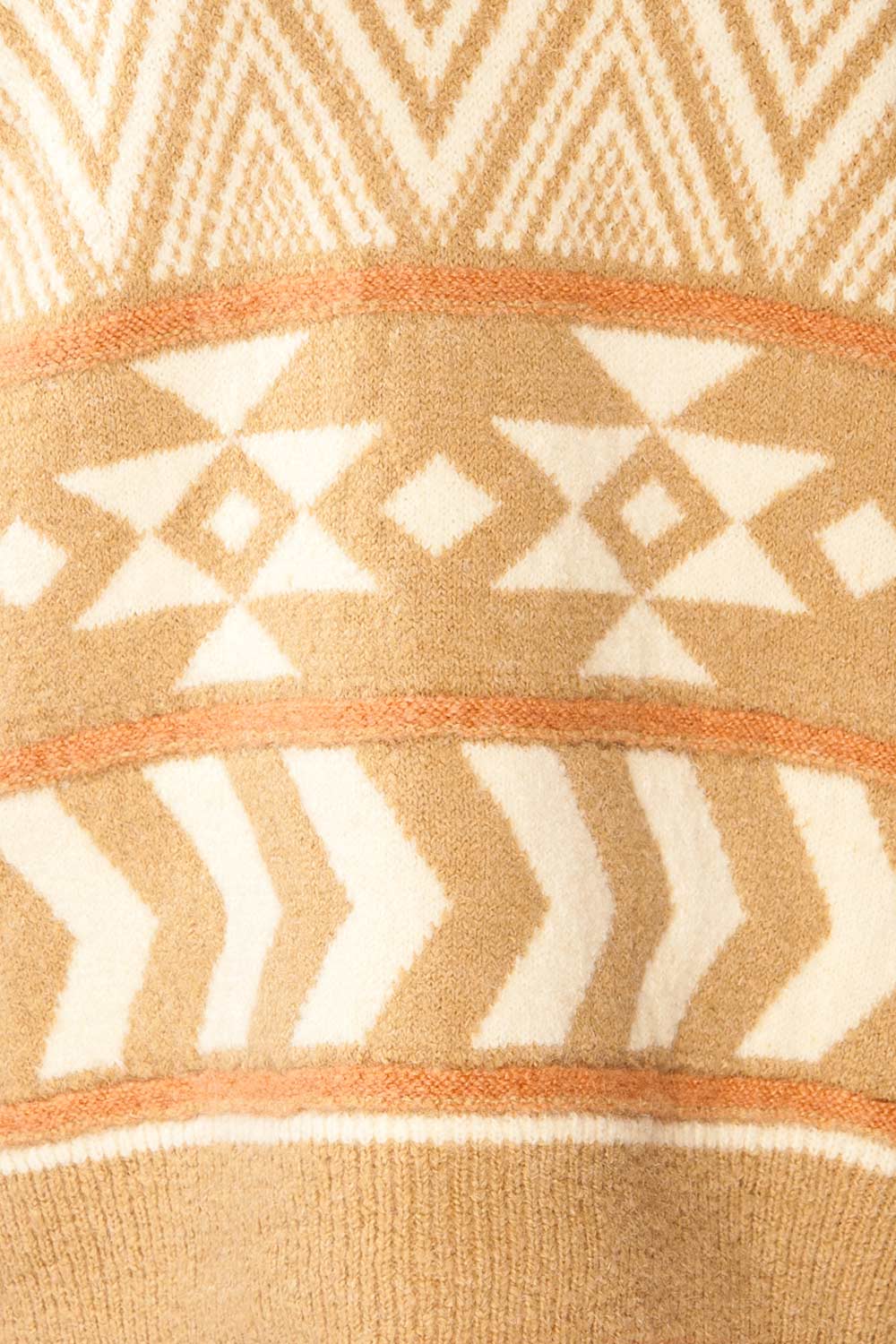 Faldaasen Beige Geometrical Knit Sweater | La petite garçonne fabric 