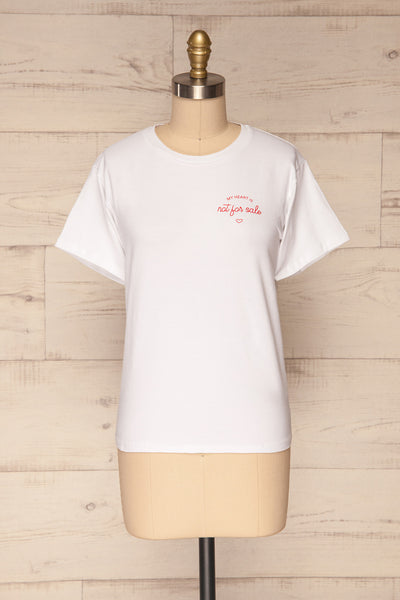 Faldmoen White Short Sleeved T-Shirt w/ Print | La Petite Garçonne front view