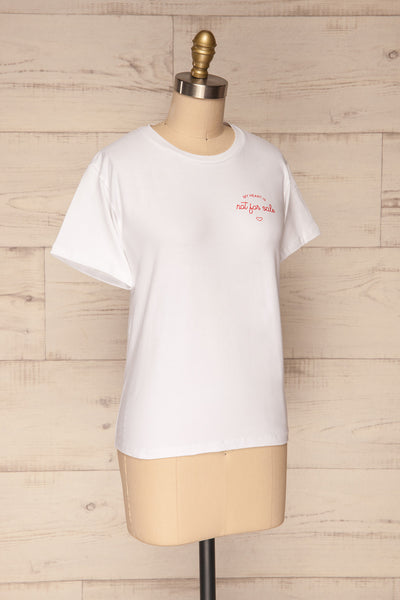 Faldmoen White Short Sleeved T-Shirt w/ Print | La Petite Garçonne side view