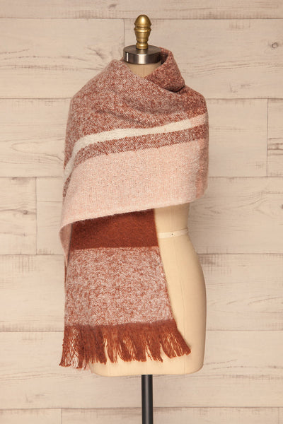Falkenberg Marron Brown & Blush Fuzzy Scarf shawl | La Petite Garçonne