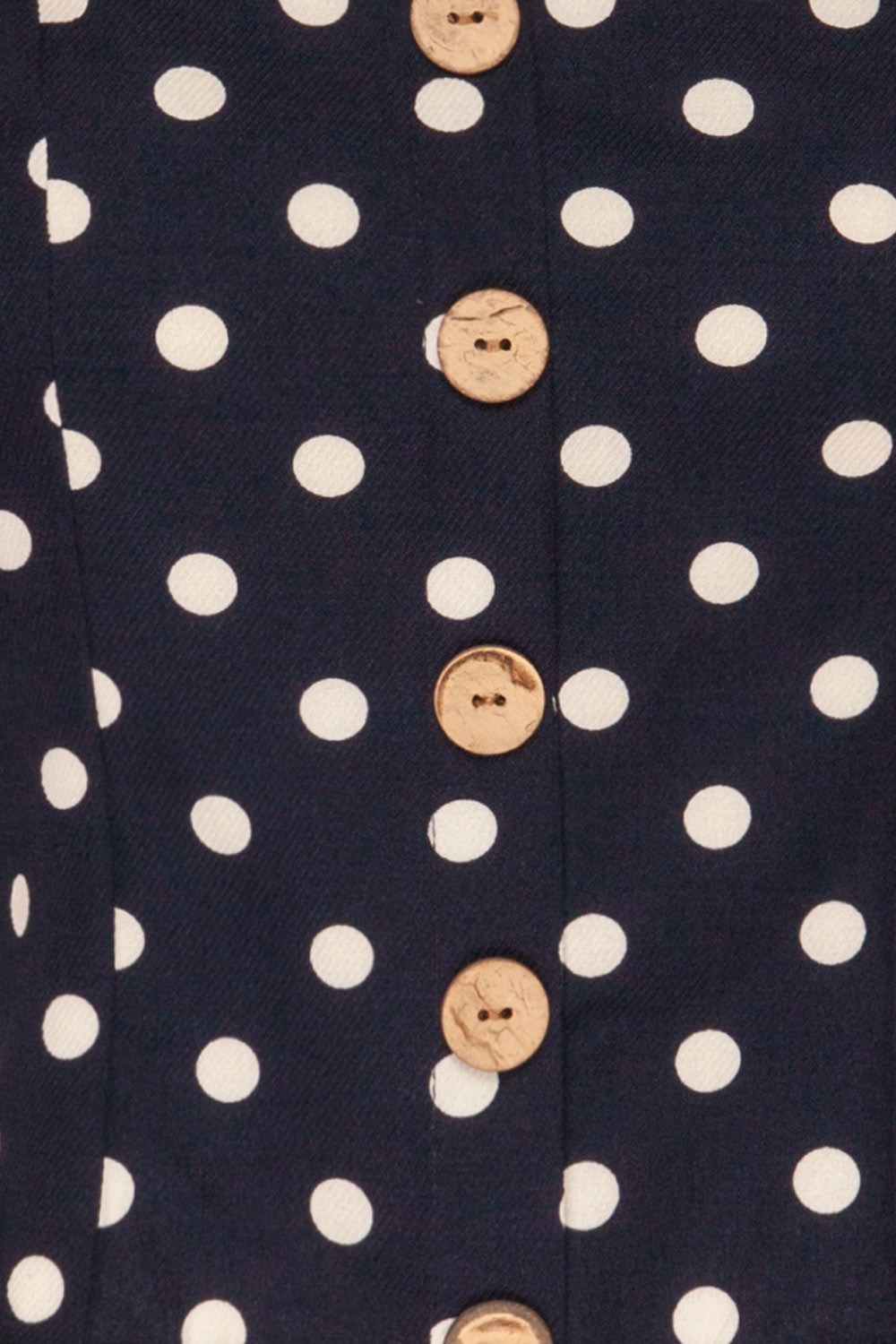 Fallasen Navy Blue & White Polkadot Crop Top | La Petite Garçonne fabric detail 