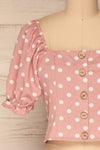 Fallasen Pink & White Polkadot Crop Top | La Petite Garçonne front close up
