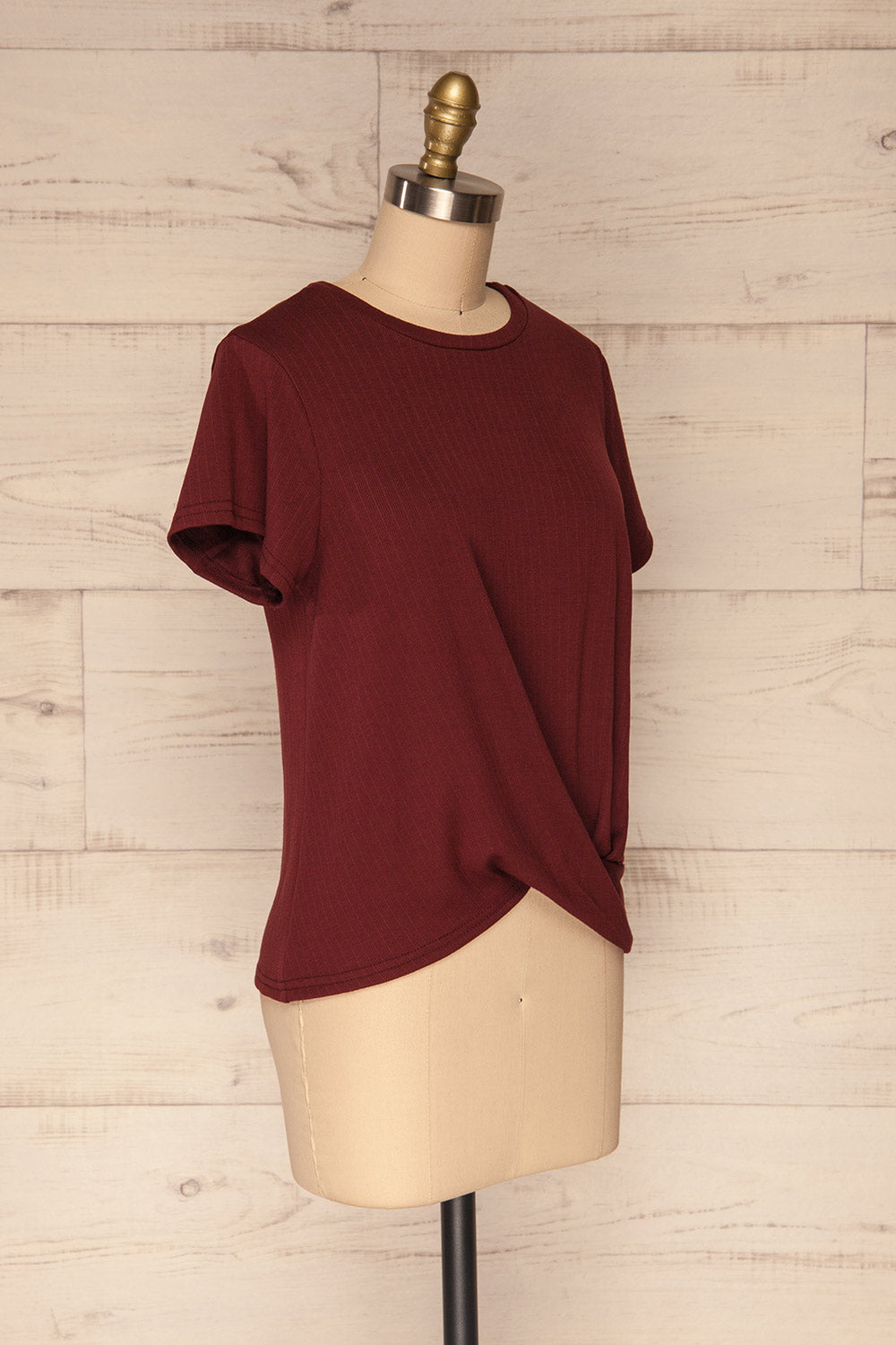 Fallebo Cranberry Burgundy Short Sleeved T-Shirt | La Petite Garçonne side view 