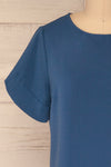Fallet Blue Boxy Short Sleeved Top | La Petite Garçonne front close-up