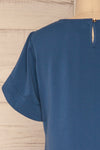 Fallet Blue Boxy Short Sleeved Top | La Petite Garçonne back close-up