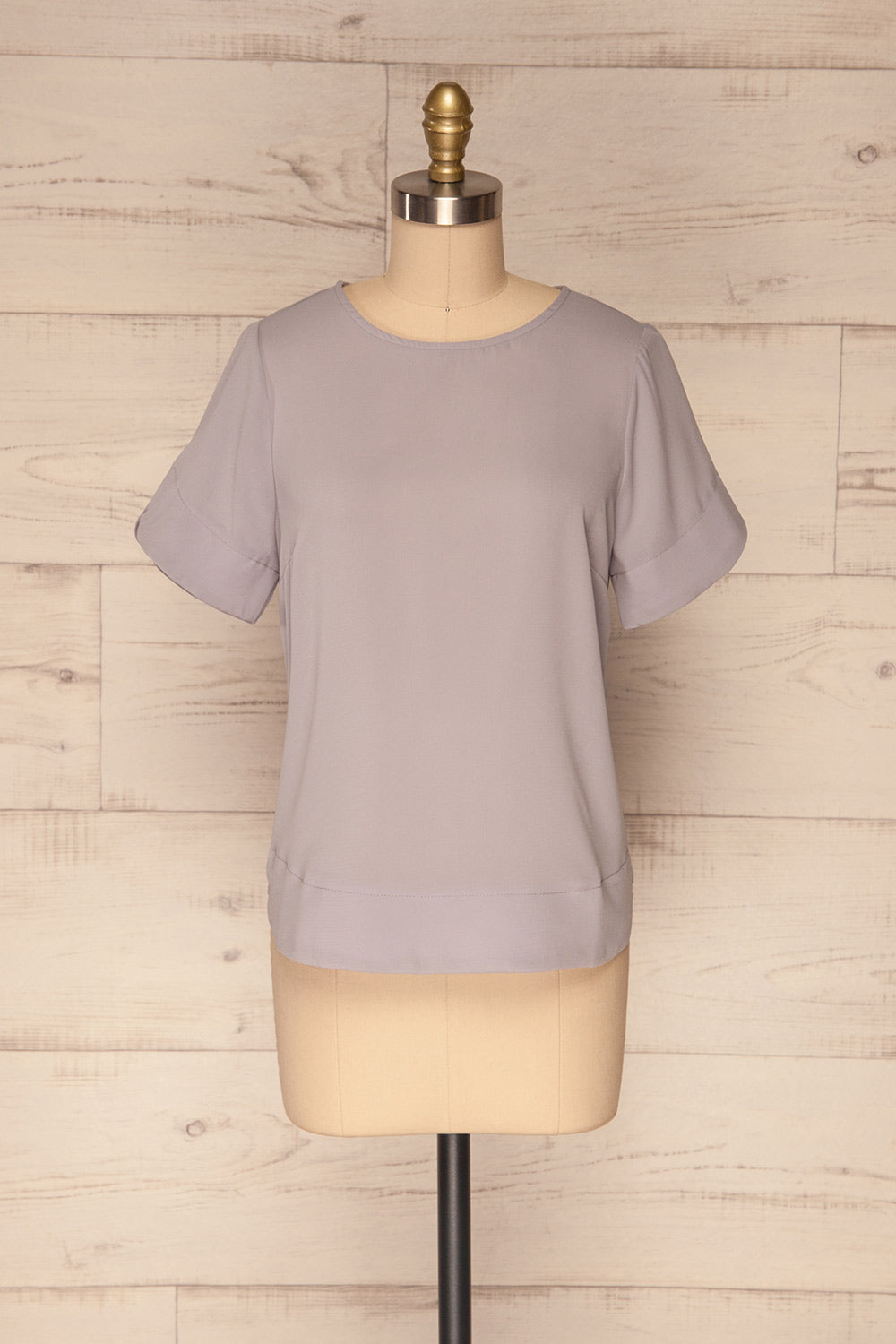 Fallet Grey Boxy Short Sleeved Top | La Petite Garçonne front view