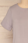 Fallet Grey Boxy Short Sleeved Top | La Petite Garçonne front close-up