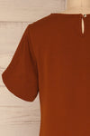Fallet Rust Brown Boxy Short Sleeved Top | La Petite Garçonne back close-up