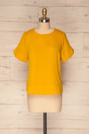 Fallet Yellow Boxy Short Sleeved Top | La Petite Garçonne front view