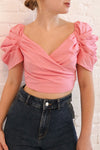 Fallviken Pink Crop Top w/ Puffy Sleeves | Boutique 1861 on model