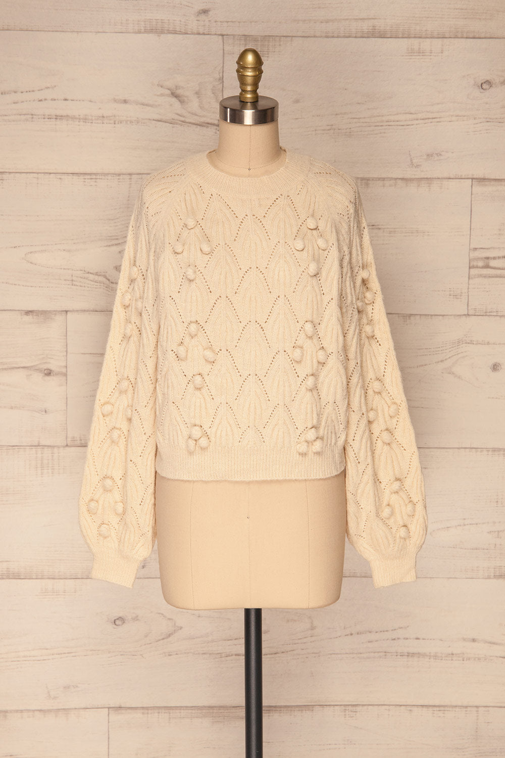 Fanavoll Beige Knit Sweater | La Petite Garçonne front view 