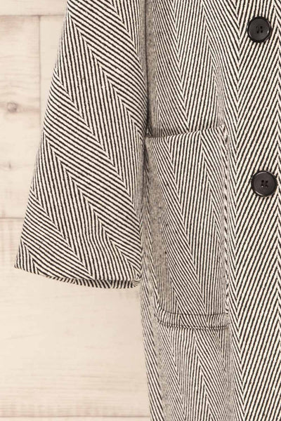 Fanghol Black & White Buttoned Felt Coat | La petite garçonne sleeve