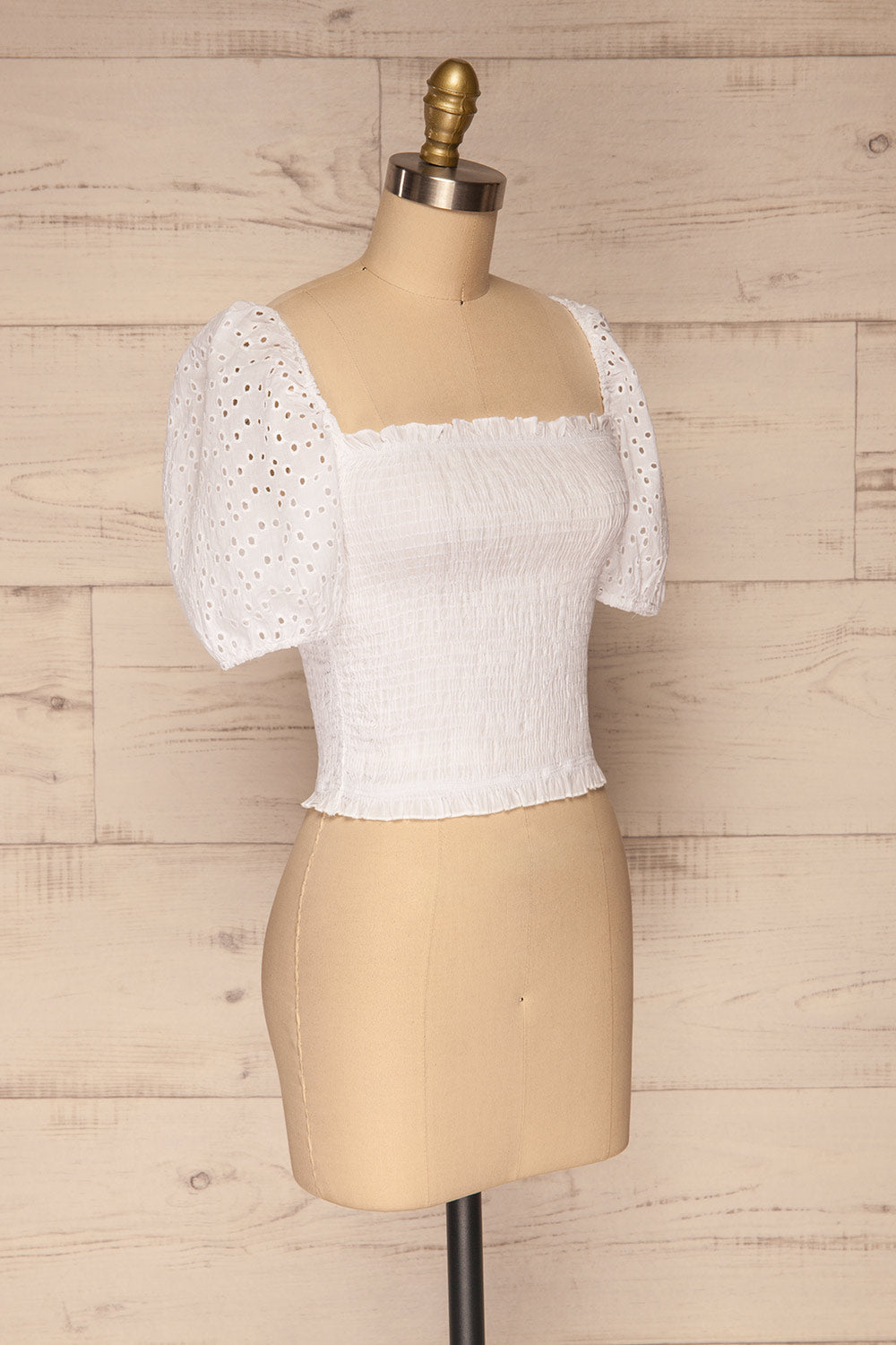 Faraas White Short Sleeve Ruched Top | La petite garçonne  side view 