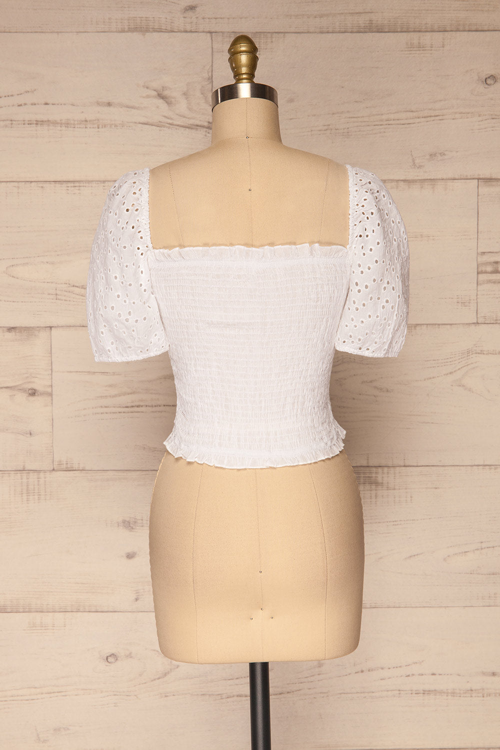 Faraas White Short Sleeve Ruched Top | La petite garçonne  back view 