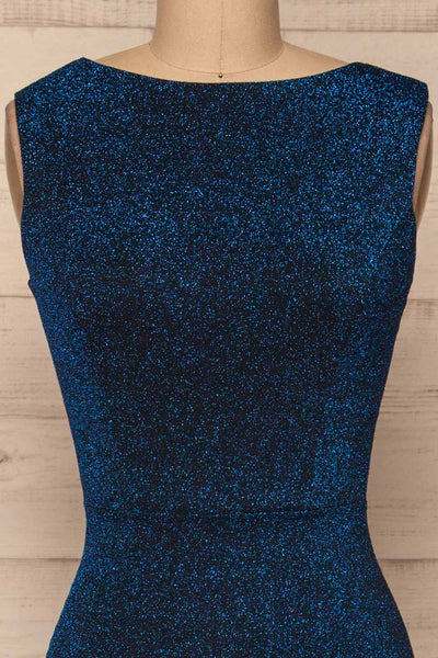 Farbrors Royal Blue Maxi Dress | Robe | La Petite Garçonne front close-up