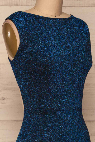 Farbrors Royal Blue Maxi Dress | Robe | La Petite Garçonne side close-up