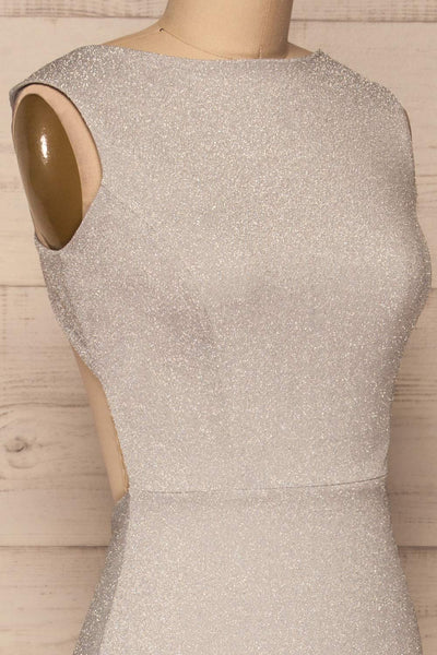 Farbrors Silver Maxi Dress | Robe | La Petite Garçonne side close-up