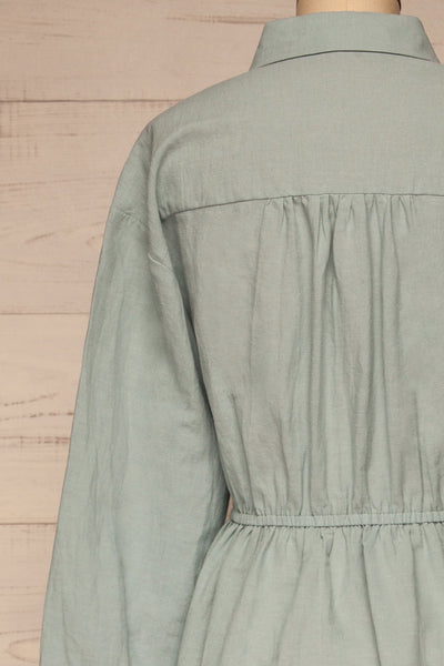 Fargermoen Light Blue Midi Shirt Dress | La petite garçonne back close-up