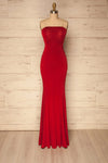 Farnay Red Bustier Mermaid Gown | La Petite Garçonne