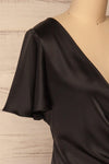 Fasano Black Short Silky Wrap Dress | La petite garçonne  side close-up