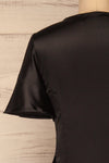 Fasano Black Short Silky Wrap Dress | La petite garçonne  back close-up