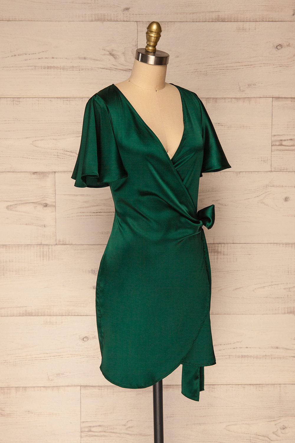 Fasano Green Short Silky Wrap Dress | La petite garçonne side view 