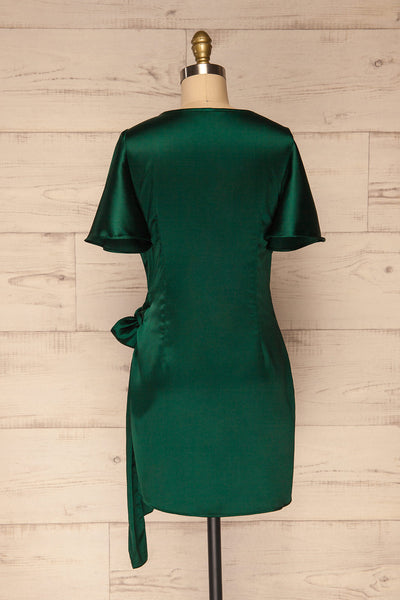 Fasano Green Short Silky Wrap Dress | La petite garçonne  back view