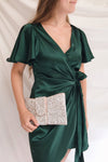 Fasano Green Short Silky Wrap Dress | La petite garçonne on model