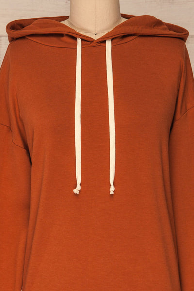 Fasseland Clay Burnt Orange Long Sleeved Top | La Petite Garçonne front close-up