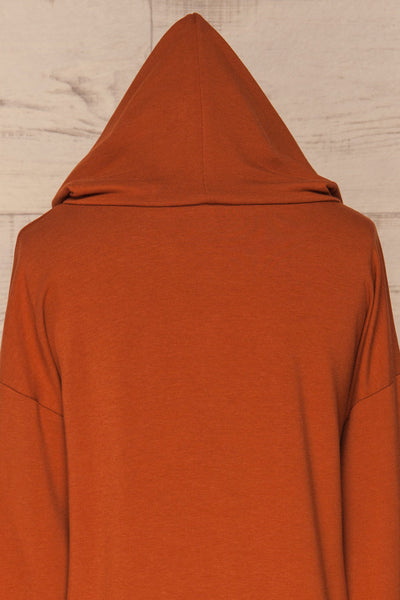 Fasseland Clay Burnt Orange Long Sleeved Top | La Petite Garçonne back close-up hood