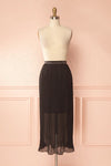 Fatema Noir Black Pleated Midi Skirt | Boutique 1861