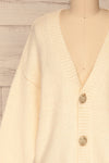 Fauske Avoine Cream Knit Button-Up Cardigan | La Petite Garçonne front close-up