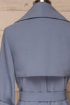 Faylinn Blue Cascade Draped Collar Coat back close up | La petite garçonne