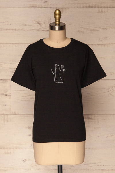 Feelings Black Short Sleeved T-Shirt | La Petite Garçonne 1