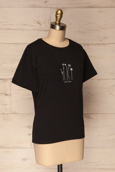 Feelings Black Short Sleeved T-Shirt | La Petite Garçonne 4