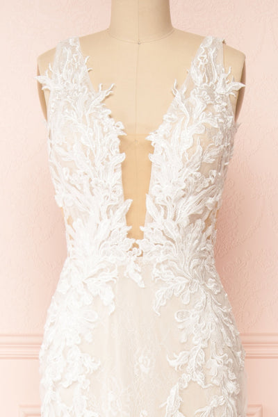 Felicia Floral Lace Maxi Bridal Gown | Boudoir 1861 front close-up