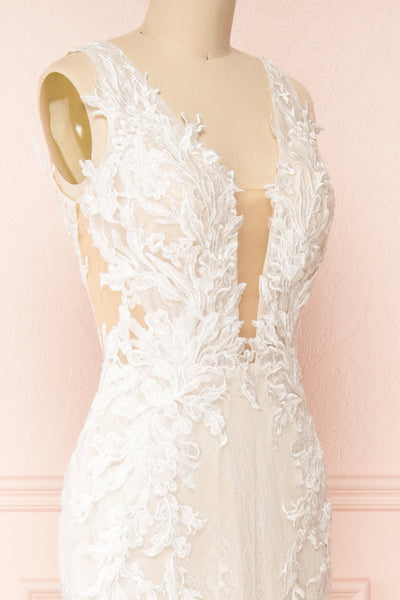 Felicia Floral Lace Maxi Bridal Gown | Boudoir 1861 side close-up