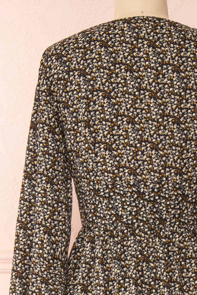 Fenella Black & White Button-Up Midi Dress | Boutique 1861 back close-up