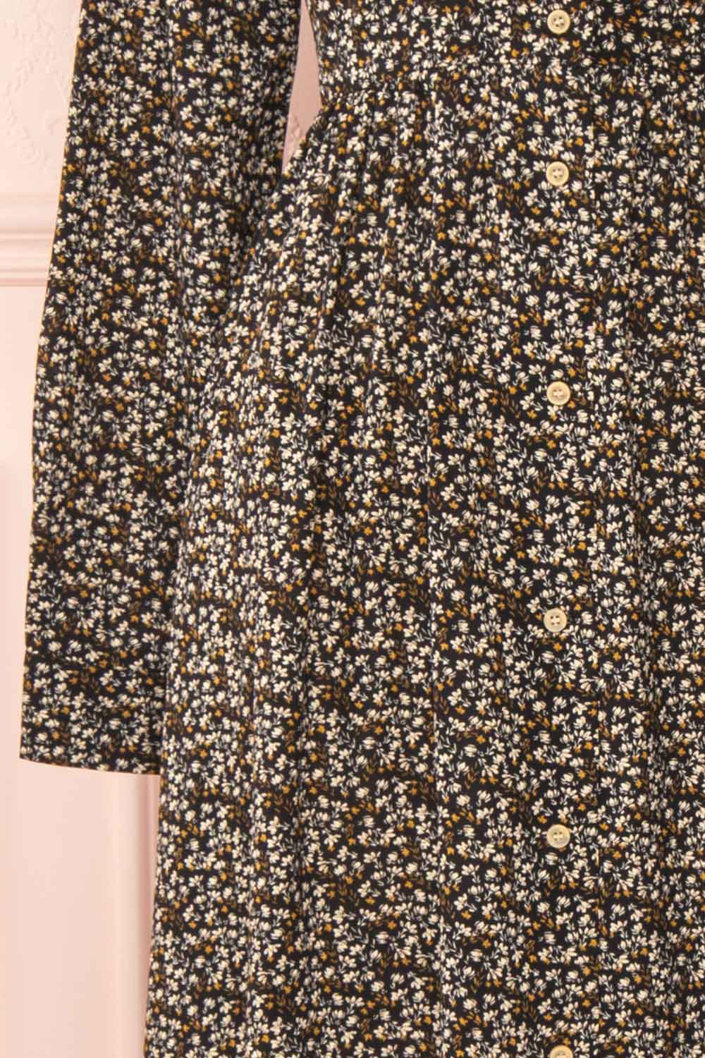 Fenella Black & White Button-Up Midi Dress | Boutique 1861 sleeve