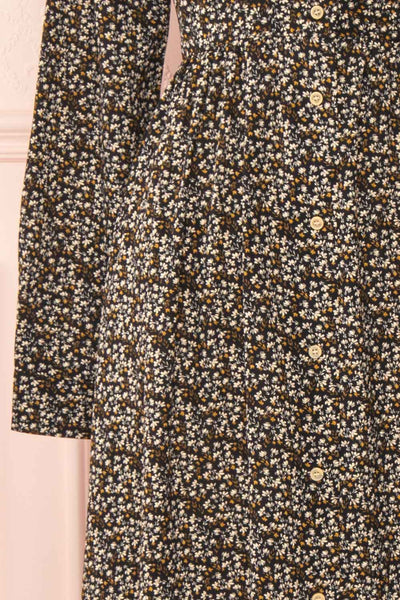 Fenella Black & White Button-Up Midi Dress | Boutique 1861 sleeve