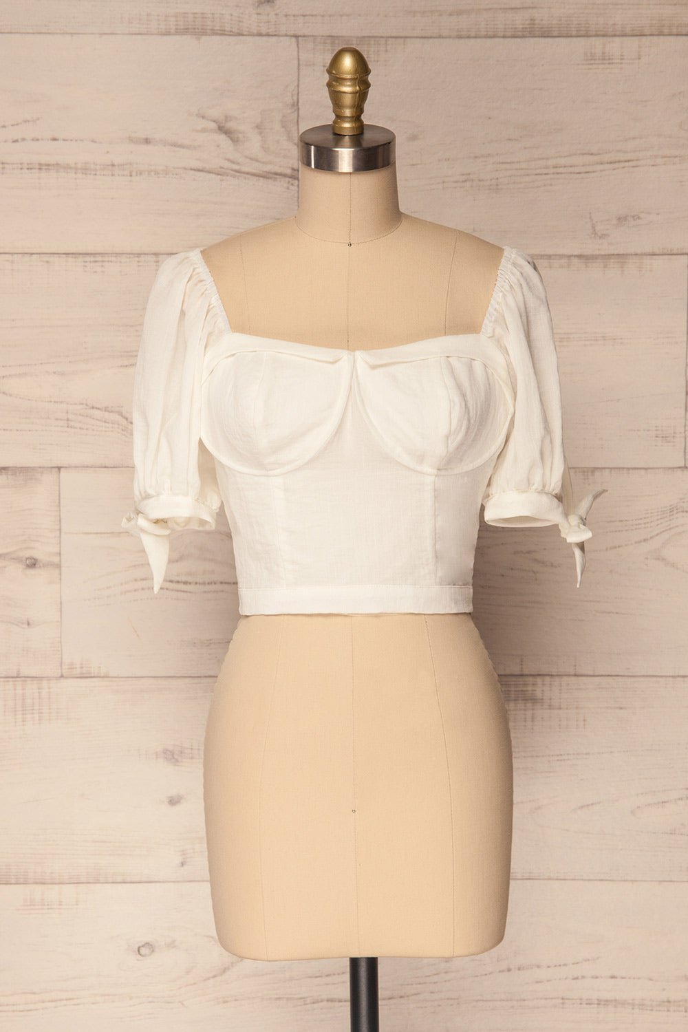 Filiates White Crop Top with Puff Sleeves | La Petite Garçonne 1