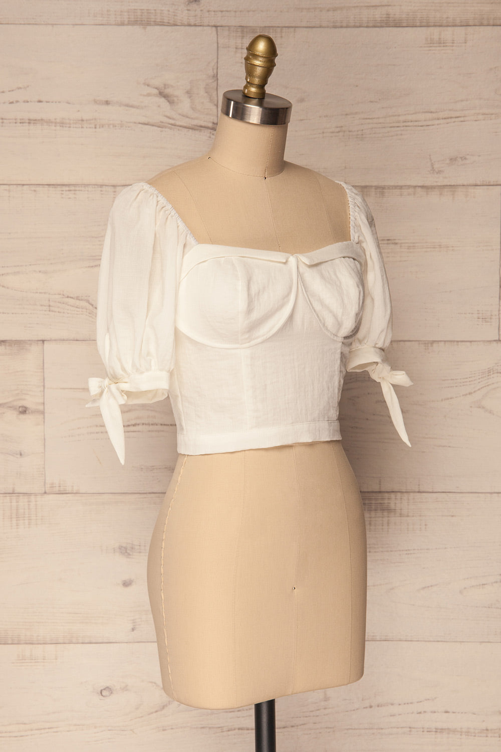 Filiates White Crop Top with Puff Sleeves | La Petite Garçonne 3