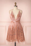 Filly Sunrise Pink Velvet Pattern Short Party Dress | Boutique 1861