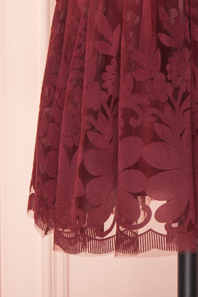 Filly Burgundy Velvet Pattern Short Party Dress | Boutique 1861